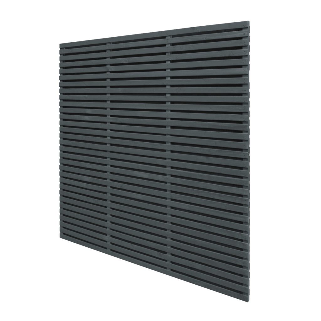 Forest Garden 1.8m x 1.8m Contemporary Double Slatted Fence Panel – Anthracite Grey – Pack of 3 5013053179574 2